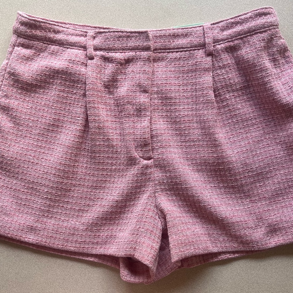 Ryegrass Textured Zephyr Pink Tweed High Rise Shorts Women's 16